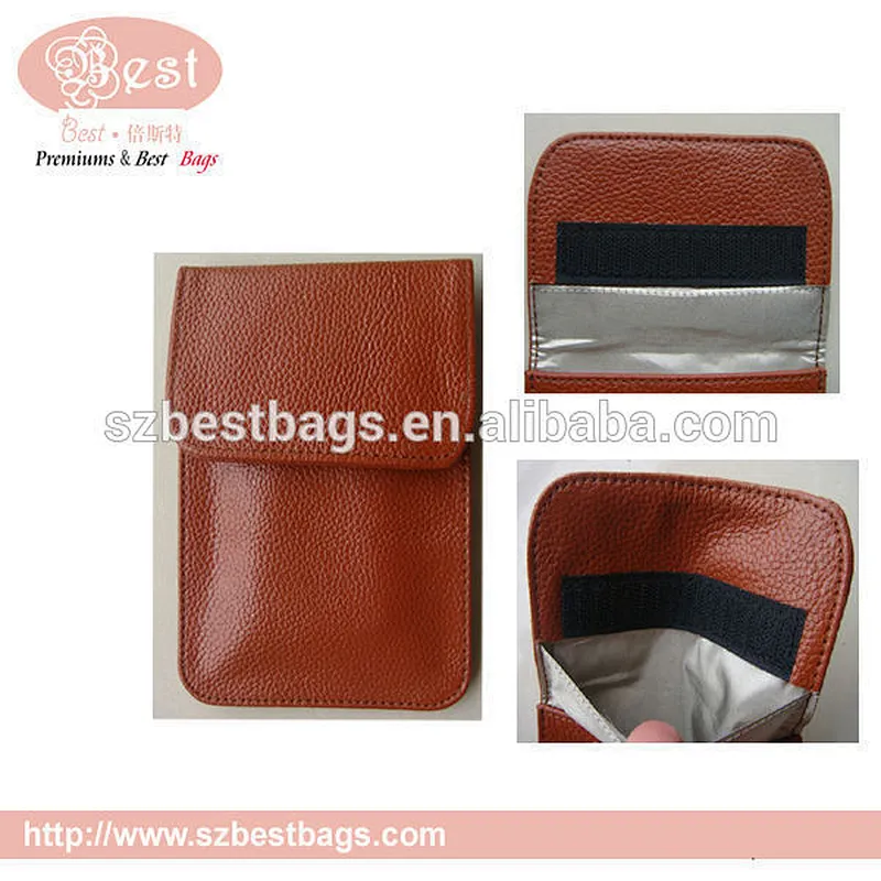shenzhen supply cheap PU leather anti-radiation pouch