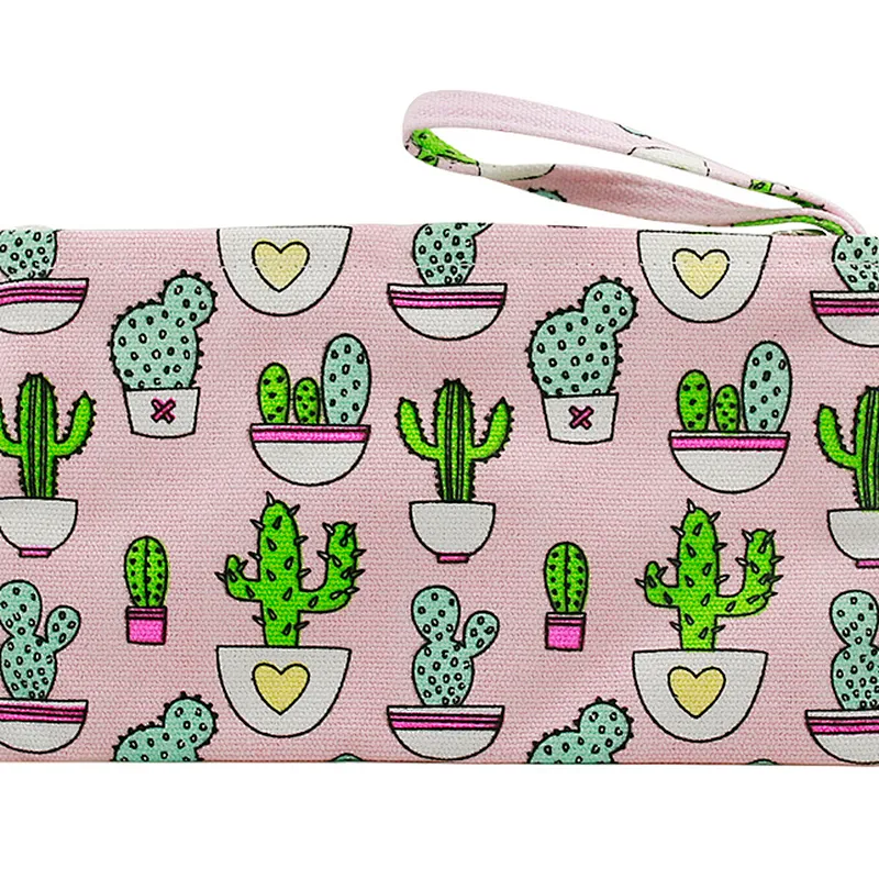 Wholesale custom plain canvas cosmetic zipper pouch makeup make up bag for women