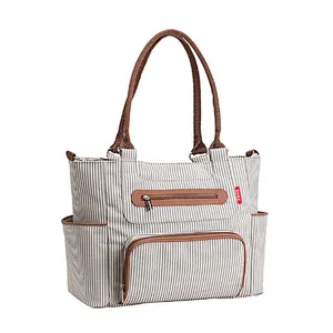 Extra large wet dry 3 in 1 grey stripe girl mum mummy baby diaper bag set