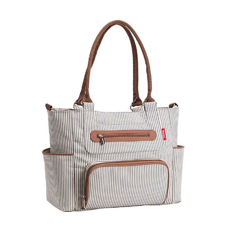 Extra large wet dry 3 in 1 grey stripe girl mum mummy baby diaper bag set