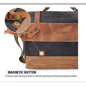 Waterproof Messenger Bag Genuine Leather Waxed Canvas 15.6 Inch personalized gift bags life spirit bags