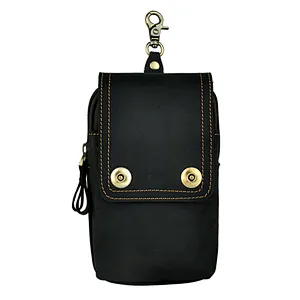 Mens Genuine Leather Hip Bum Pouch Pack Waist Belt Bag Small Hook Fanny Bag