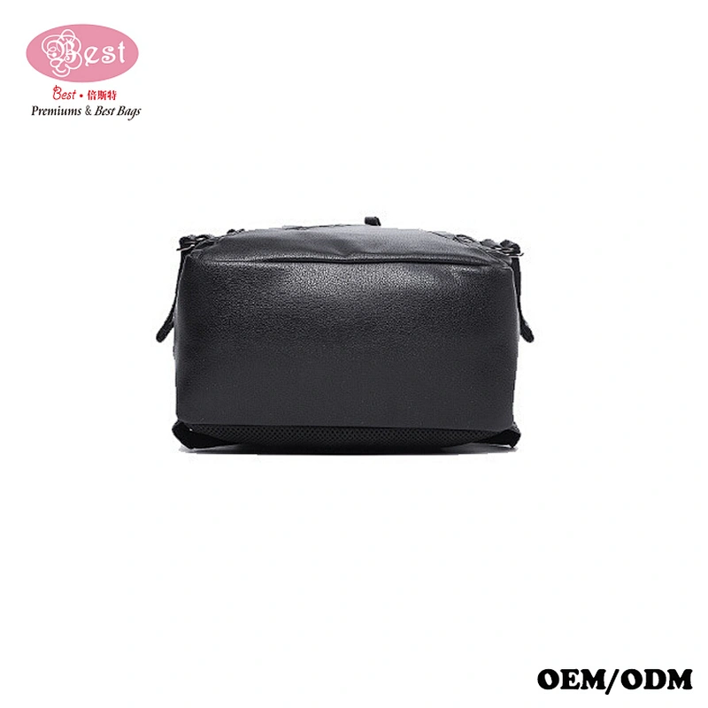 Waterproof Men Shoulder Bag Black Pu Leather 14inch Laptop Backpack