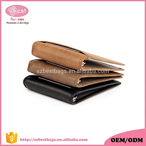 Top grain genuine leather Rfid wallet mens wallet with elastic strap