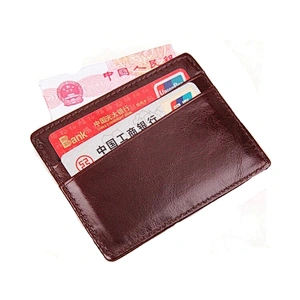 Amazon sale thin credit card holder RFID blocking Cowhide Purse wallet holder Coffee Color