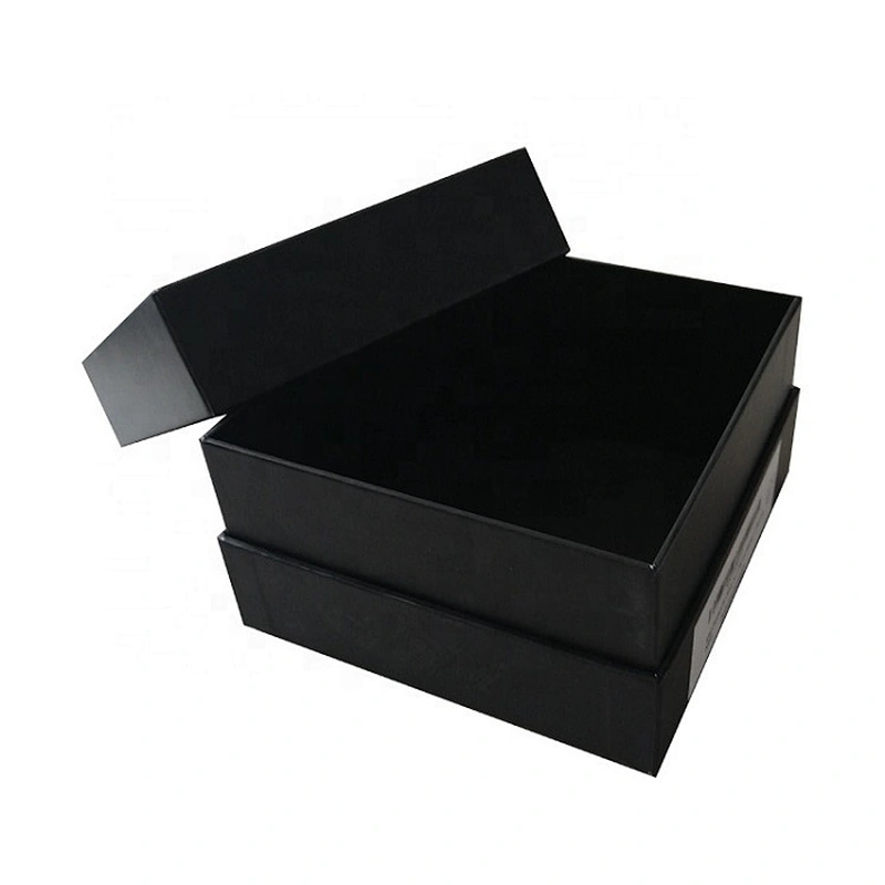 Luxury black UV labeled 2-piece gift box with lid for decorative card and watch brands