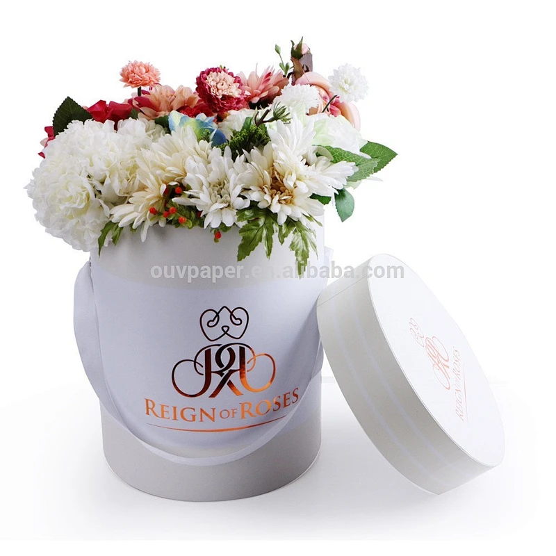Custom logo printing Cylinder Tube flower gift packing paper box