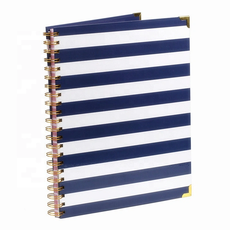 Custom printed wire o binding metal spiral notebook with bookmark