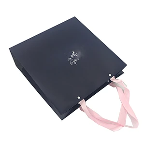 Factory wholesale customized color black shopping bag cart eco with Tissue Paper ribbon magnet