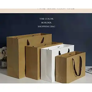 Customized size waterproof kraft paper bag vegetable printer shopping packing