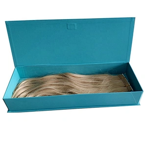 Custom cardboard wig hair extension packaging box with ribbon tie