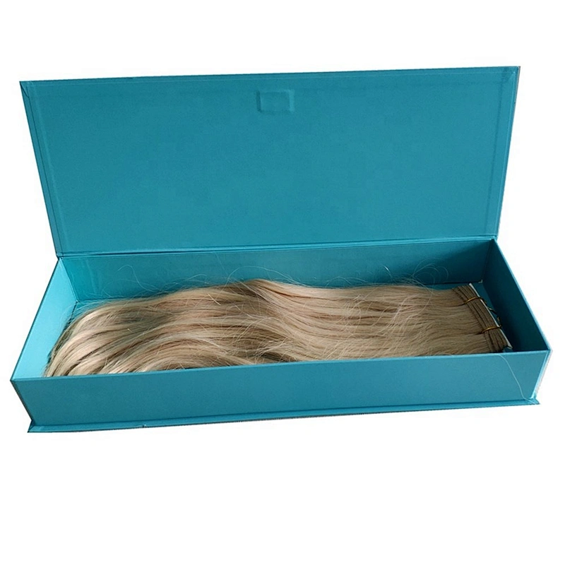Custom cardboard wig hair extension packaging box with ribbon tie