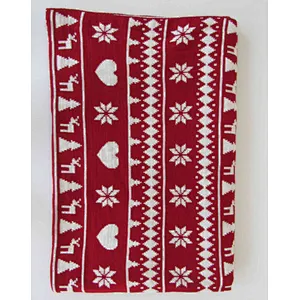 knitted blanket with jaquard for christmas season