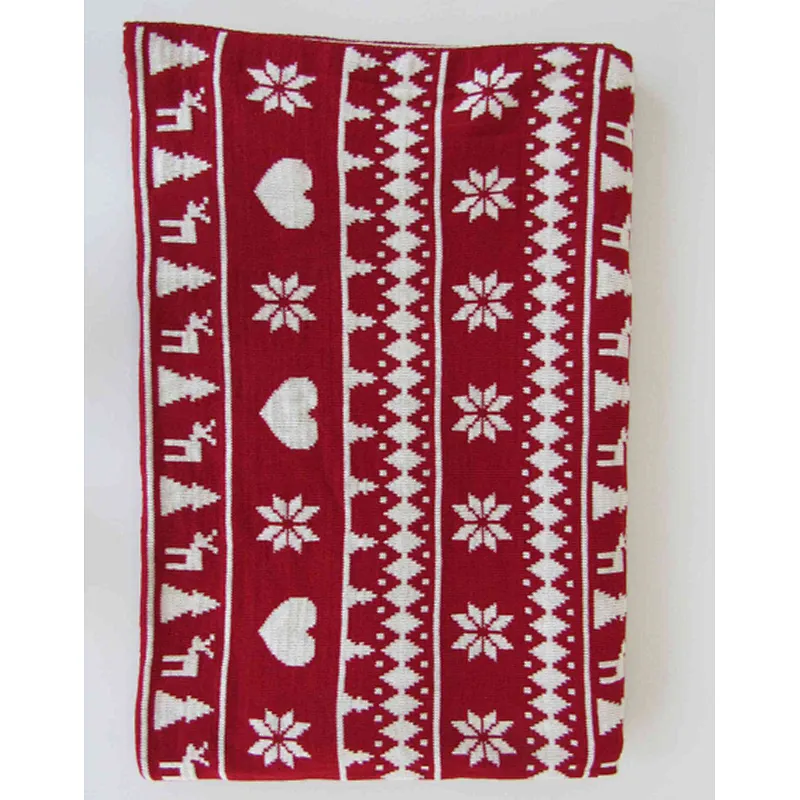 knitted blanket with jaquard for christmas season