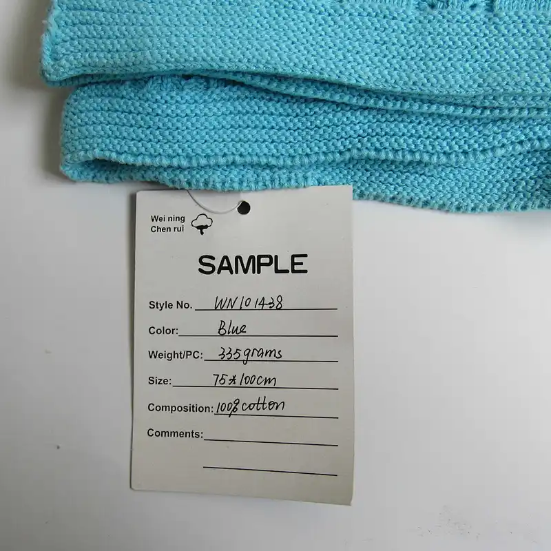 100% cotton blue knitted baby blanket