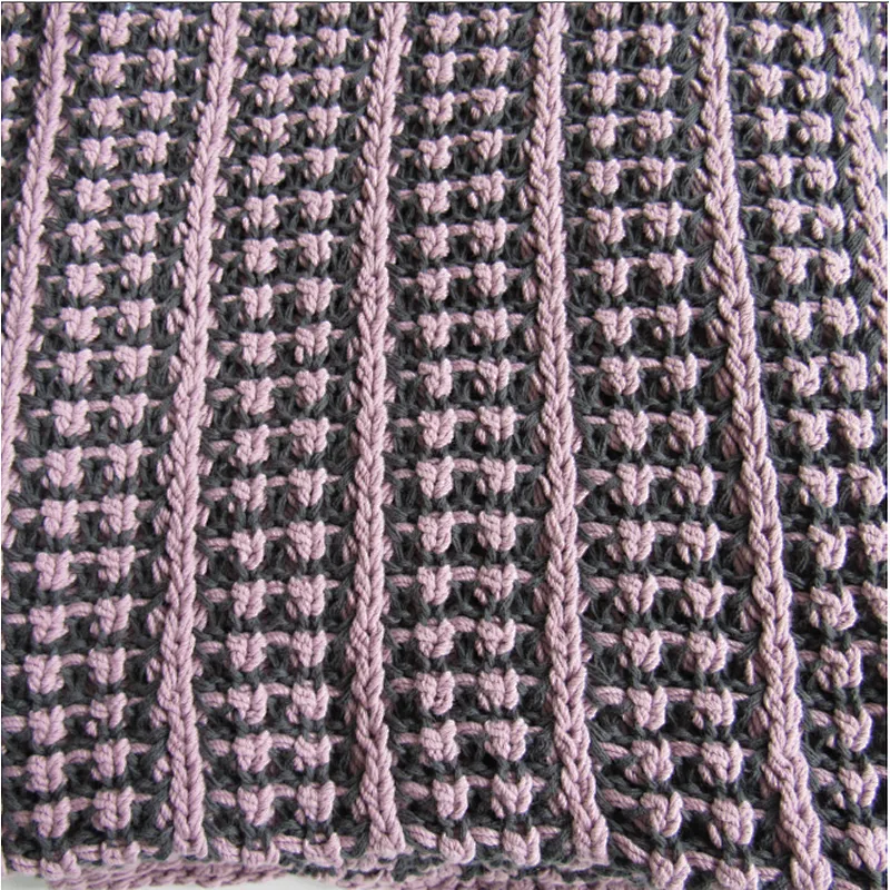 knitted blanket with drop stitching