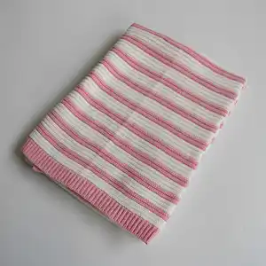 100% cotton stripped knitted baby blanket