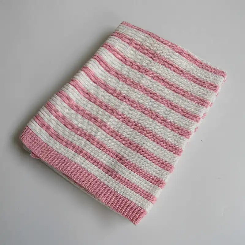 100% cotton stripped knitted baby blanket