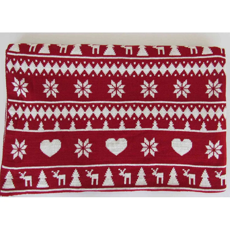 knitted blanket with jaquard for christmas season