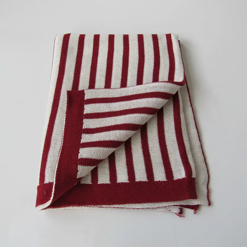 Jacquard stripped knitted baby blanket