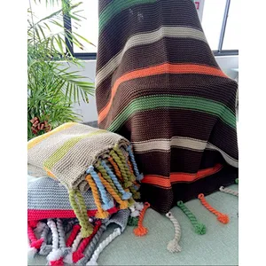 knitted blanket with tassel for sofa and decration
