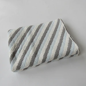 Chenille stripped knitted baby blanket