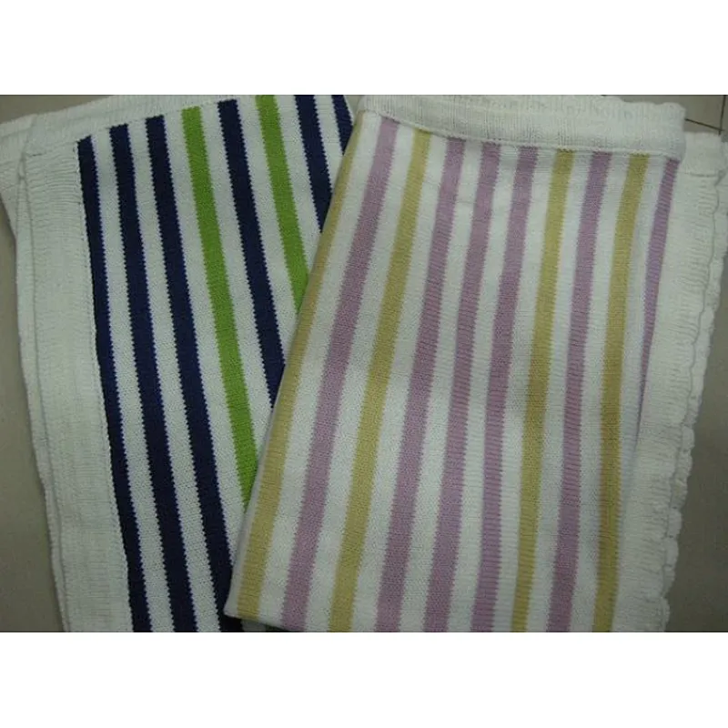 OEM ODM Factory Blue and White Cotton Knit Baby Blanket