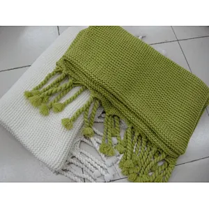 knitted blanket with tassel for sofa and decration