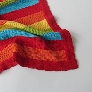 Rainbow stripped knitted baby blanket