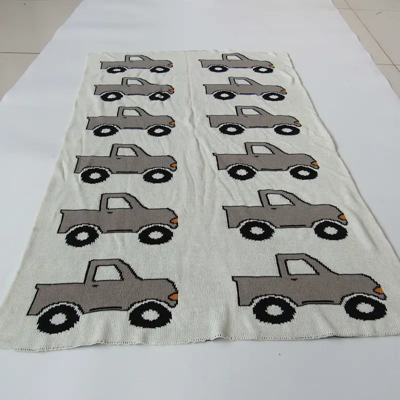 Truck knitted baby blanket