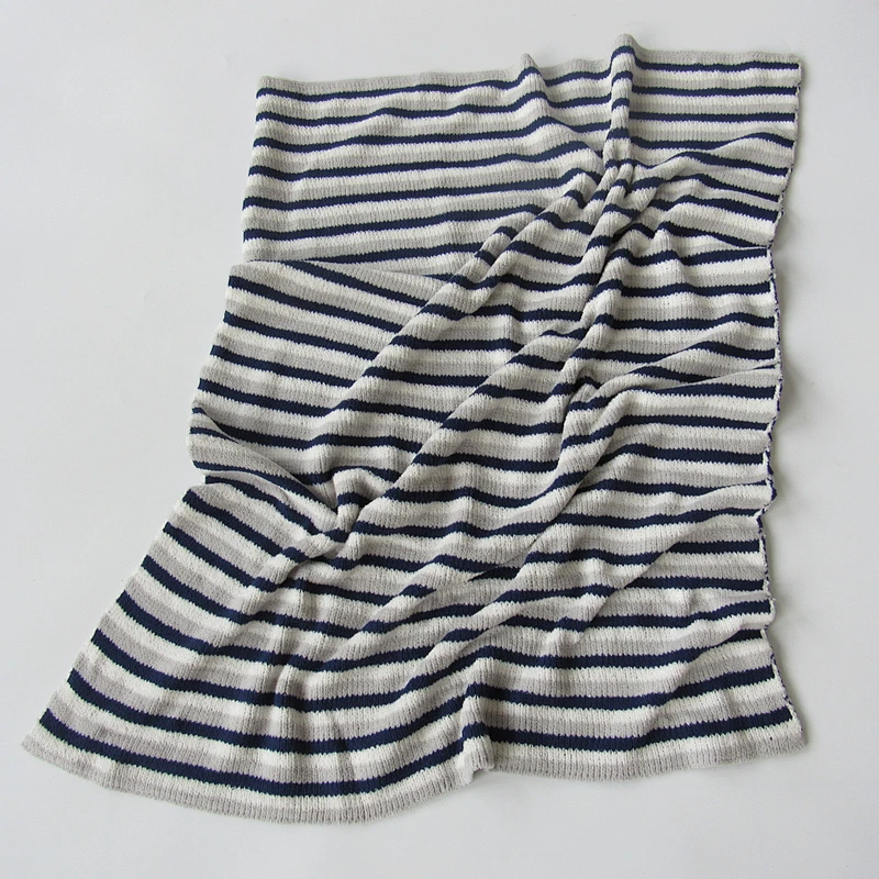 Chenille stripped knitted baby blanket