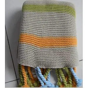 knitted blanket with tassel for sofa and decration