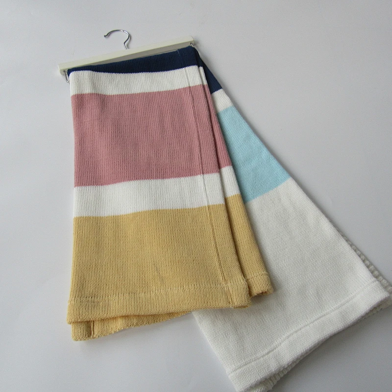 Stripped knitted baby blanket