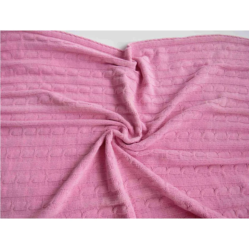 100% chennile knitted cable blanket