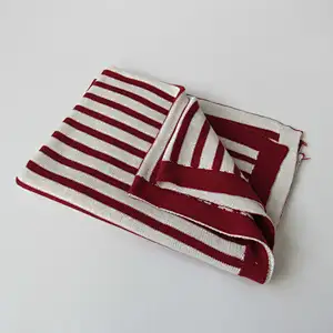 Jacquard stripped knitted baby blanket