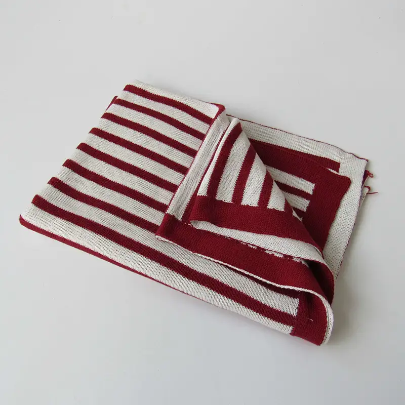 Jacquard stripped knitted baby blanket