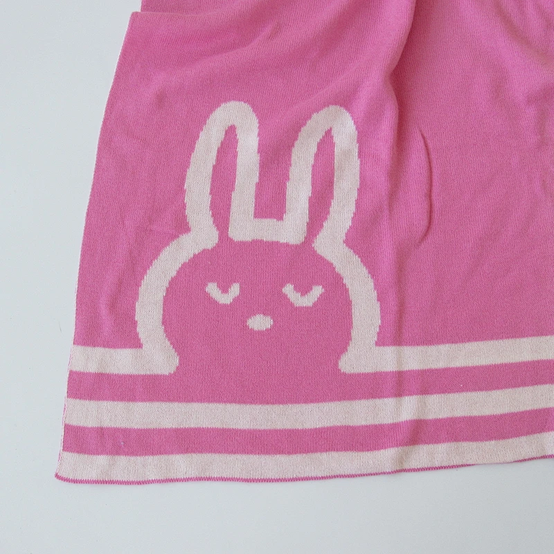 Rabbit knitted baby blanket