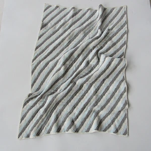 Chenille stripped knitted baby blanket