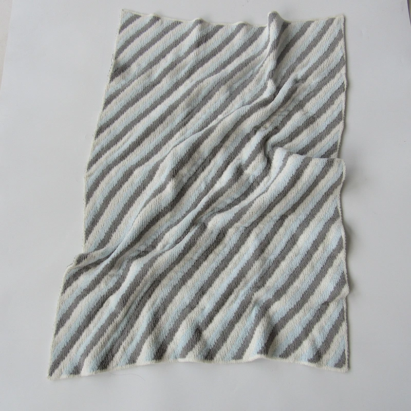 Chenille stripped knitted baby blanket