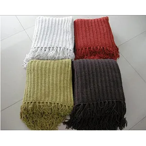 chenille woven blanket with tassel