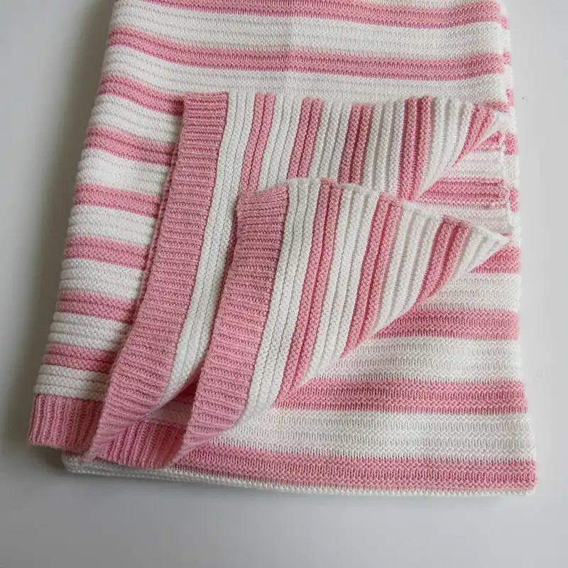 100% cotton stripped knitted baby blanket