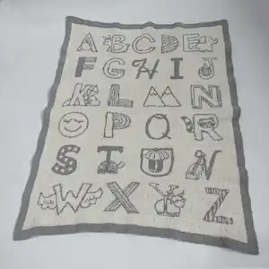 100% polyester letters knitted baby blanket