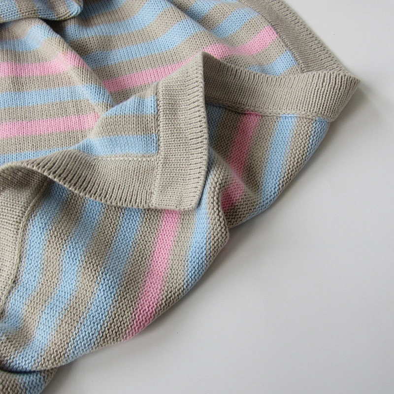 Stripped knitted baby blanket
