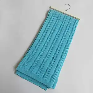 100% cotton blue knitted baby blanket