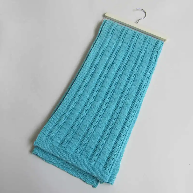 100% cotton blue knitted baby blanket