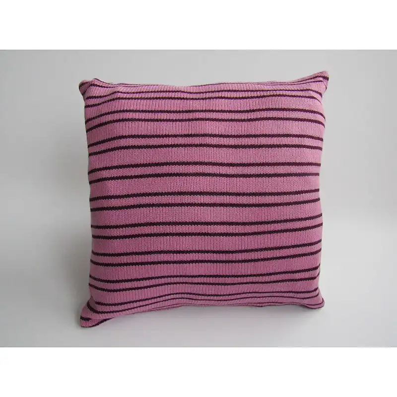 Pink thin stripe  knit  cushion