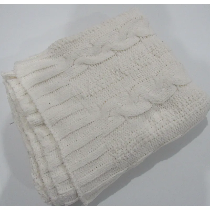 chennile  knitted cable blanket