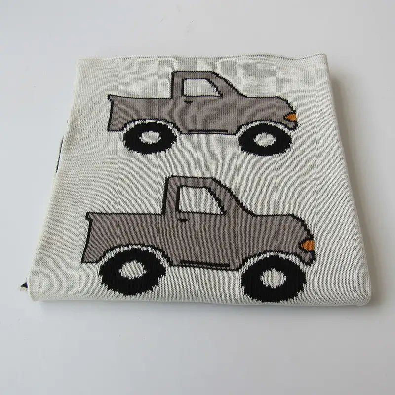 Truck knitted baby blanket