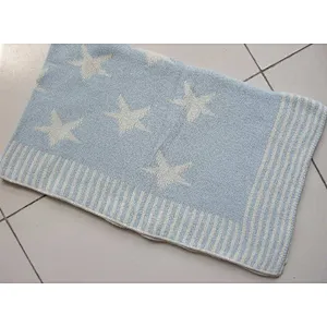 OEM ODM Factory Blue and White Cotton Knit Baby Blanket