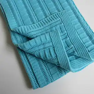 100% cotton blue knitted baby blanket